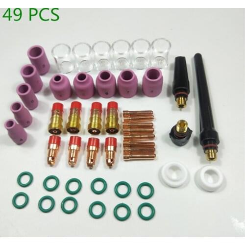 49PCS Welding Torch Stubby Gas Lens For WP-17/18/26 TIG 10 Pyrex Glass Cup Kit Durable Practical Welding Accessories Easy Use