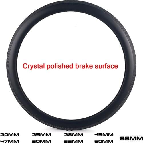 700c V Brake Carbon Rims Crystal Polished Braking Surface 25 Or 27mm Width Tubular Clincher Tubeless For Bicycle Wheelset