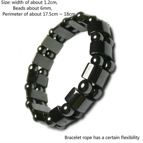 Unisex Weight Loss Round Black Stone Magnetic Therapy Bracelet Health Care Magnetic Hematite Stretch Bracelets Hot Sale