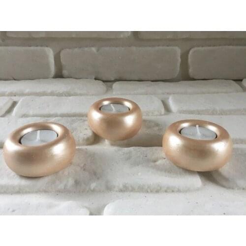 Decorative Flat Concrete 3'lü Champagne candle Holder Set candle and candlestick свеча и подсвечник vela y candelero