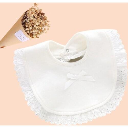 Baby Bib double - sided White Gauze Saliva Towel Lace Princess Wind Bib Baby Princess Sweet Burp Cloth Waterproof