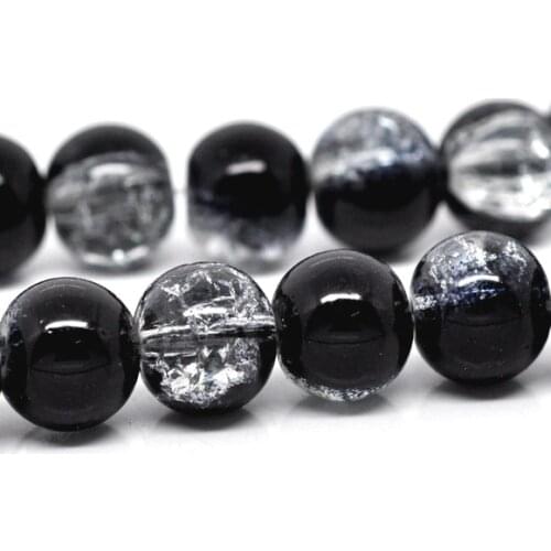 DoreenBeads 160pcs Black & Clear Crackle Glass Beads 10mm (B12245), yiwu