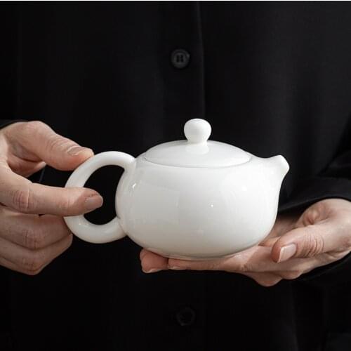 Dehua Suet Jade White Porcelain Xi Shi Pots Ceramic Kung Fu Teapot Single Pot Tea Set Custom Gifts
