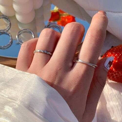 S925 Sterling Silver Rings for Women Twinkle Star Double Deck Ring Student Fashion Ring Jewelry Wholesale