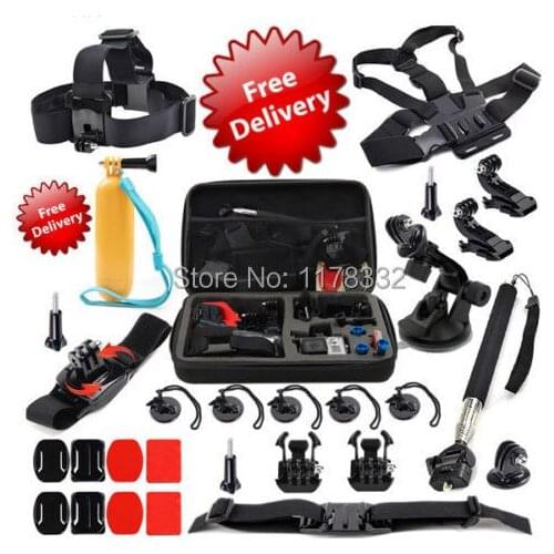 28 in1 Basic Accessories Bundle Kit Floating Handle Grip + J-Hook + Large Size Bag for Hero 4/Black/Silver Hero 4/3+/3/2