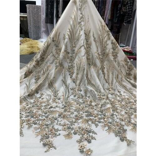 Nigerian lace fabric ZH-2986824 high quality lace fabric african lace fabric with beaded Embroidered tulle