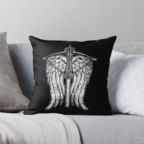 Angel Wings And Crossbow (Dirty) Throw Pillow Cushion Cover Polyester Throw Pillows Case On Sofa Home Living Room Car Seat Decor