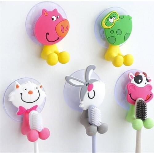 Cute Cartoon Sucker Suction Hooks Set Baby Care Toothbrush Healthcare Kits Hanging Baby Toothbrush Holder