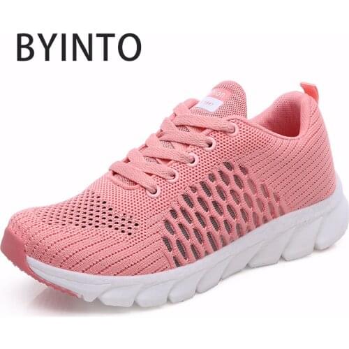 Fashion Women Sport Tennis Shoes Ultra Light Breathable Hollow Mesh Sneakers Pink Jogging Walking Female Trainers Tenis Feminino