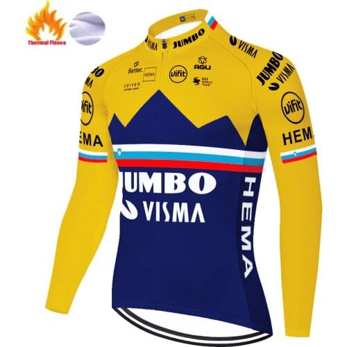 JUMBO VISMA mens cycling jersey Winter Thermal Fleece Bicycle Moutain Bike jersey tenue cycliste homme pro team 2020