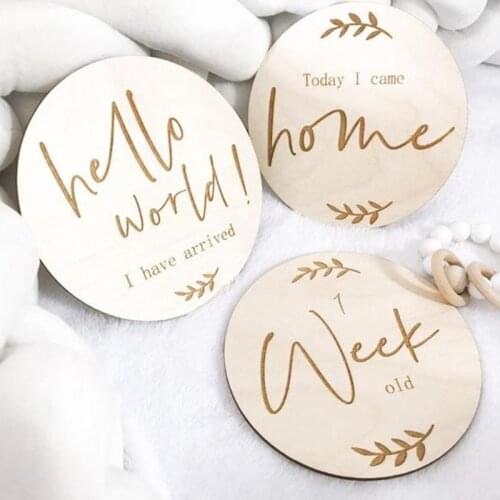 Set of 3pcs Baby Milestone plaque wood markers wood baby announcement sign Baby Announcement