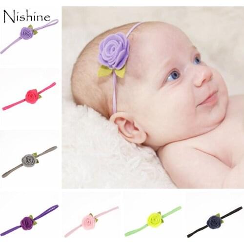 NISHINE Newborn Baby Headbands Leaves Rose Roll Children Accessories Elastic Non-woven Fine Hair Band Girls Hair Accessories