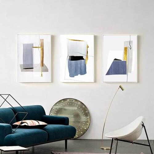 Nordic Colorful Golden Scandinavian Poster Modern Abstract Canvas Painting Wall Art Print Pictures for Living Room Home Decor