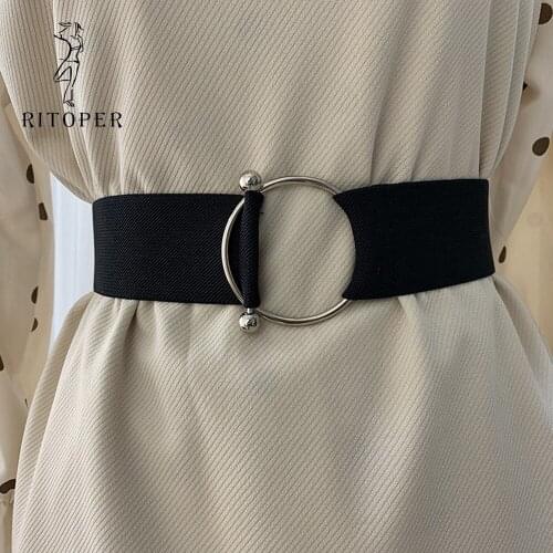 2021 New Fashion Concise Elastic Waist Belts for Women with Round Buckle Draw Back Decorative Girdle Blouse Dress Coat
