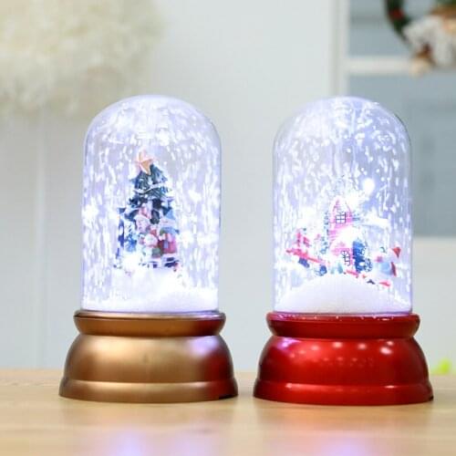 New Christmas Ornaments Creative Mini Santa Claus Floating Snow Pendulum Lights Holiday Scenery Decoration Electric Props