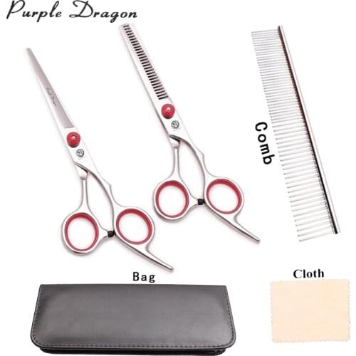 Dog Scissors 6" 6.5" Stainless Purple Dragon Red Screw Straight Scissors Thinning Shears Pet Scissors Dog Grooming Shears Z1001