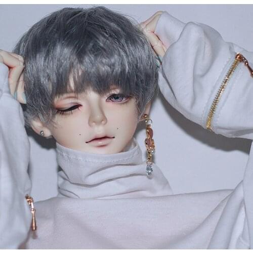 BJD doll clothes suitable for 1/3 1/4 1/6 size male doll short hair micro curl male hair imitation mohair doll accessories