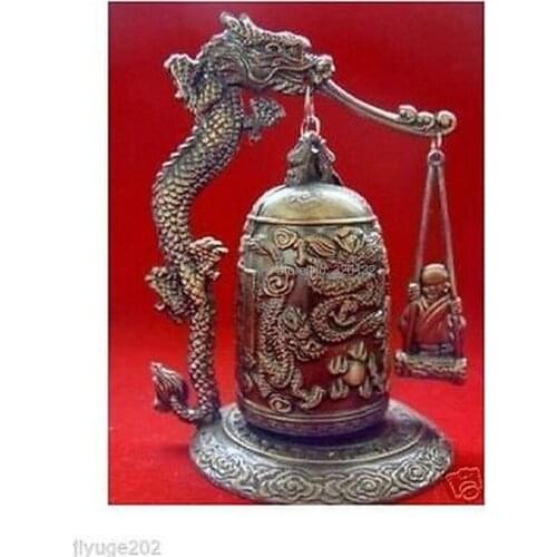 One pair Unusual BRASS Brass Dragon Buddha Excellent Tibet Dragon buddha Bell #1 Wholesale Silver Hook shipping