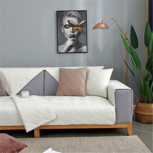 Plush Fabric Sofa Towel Modern Minimalist Fabric Couch Cover Soft Quilted Sofa Cushioning for Home Living Room Decoration 1pc