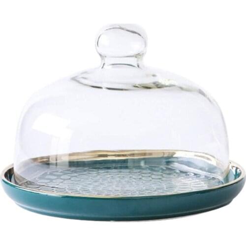 Cake Stand Cake Plate Server with Dome Dessert Cake Cover Butter Dish Dome Tray Plate Fruit Platter 6- Inch