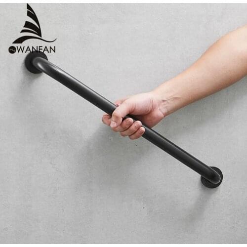 Grab Rail Black Brass Wall Mounted Bathroom Armrest Handle Bathtub Grab Bar Toilet Elderly Handrail Home Safety WF-811530
