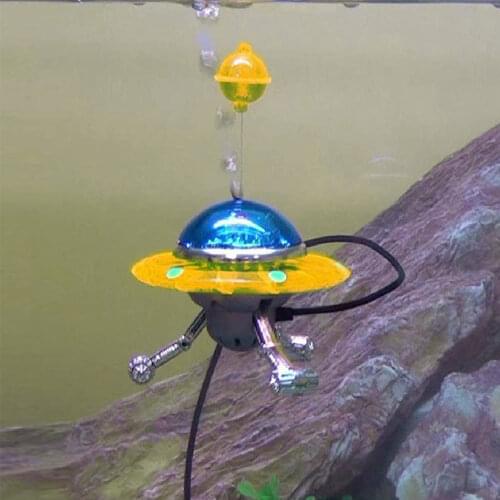 Saim Aquarium Air Action Ornament UFO Fish Tank Decoration Connecting Aerator Pump Underwater Animation Landcape Decorative