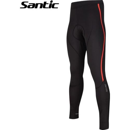 Santic Cycling Pants Men Winter Thermal Fleece Windproof Long Bike Pants 4D Shockproof Padded Bicycle Pants Pantalon Ciclismo