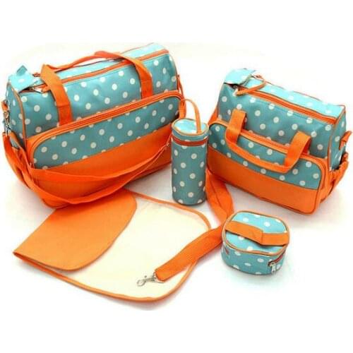 5 pcs/set New Baby Diaper Bag Large Fashion Nappy Bags For Mommy Multifunctional Maternity Stroller Bag Baby Changing Handbag