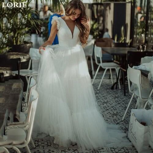 LORIE Princess Wedding Dresses Satin Vintage Wedding Bride Dresses Backless Wedding gowns Vestido de novia