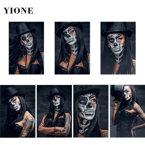 Dark Graffiti Skull Face Tattoo Woman Canvas Paintings Custom Modern Abstract Figure Wall Art Posters Picture Print Home Decor