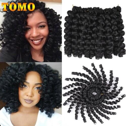 TOMO 8 12" 75g Jumpy Wand Curl Ombre Synthetic Braiding Hair Extensions 20Strands African Jamaican Bounce Crochet Hair Brown Red