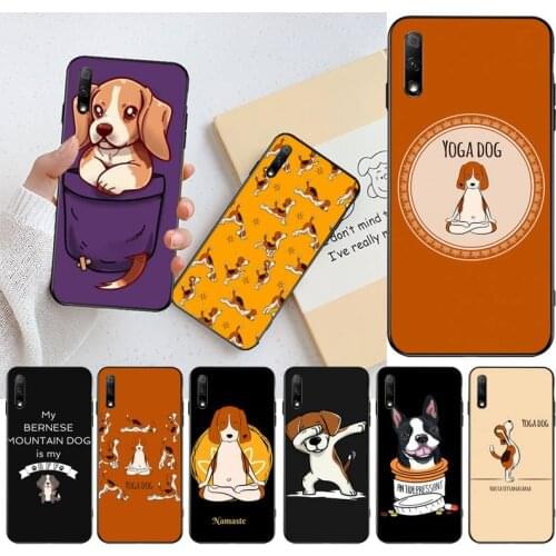 YJZFDYRM Funny Cartoon Yoga Beagle Dog Shell Phone Case for Huawei Honor 30 20 10 9 8 8x 8c v30 Lite view pro