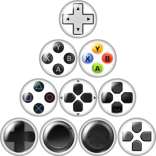 ZB1206 Gamepad button Video Boyfriends 10pcs mixed 12mm/16mm/18mm/25mm Round photo glass cabochon demo flat back Making findings