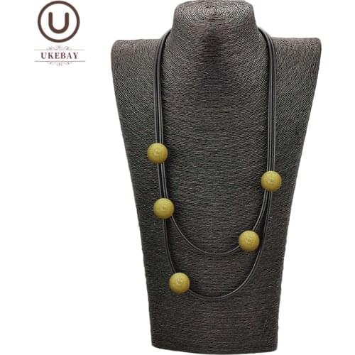 UKEBAY New Gold Color Wood Necklaces Women Choker Necklace Simple Handmade Jewelry Goth Luxury Necklaces Match Sweater Chains