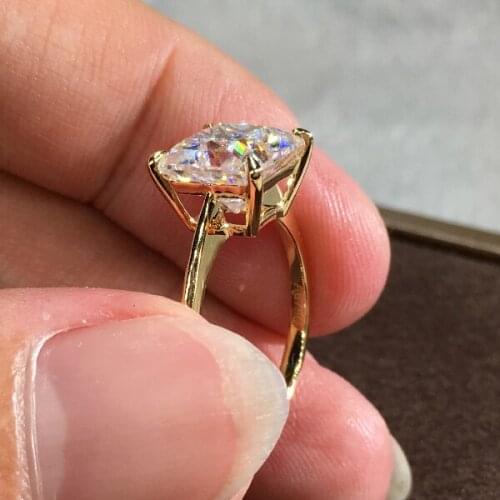 Charm Gold Color Wedding Party Ring Female Luxury Crystal Engagement Ring Princess Cut White Zircon Square Stone Rings For Women