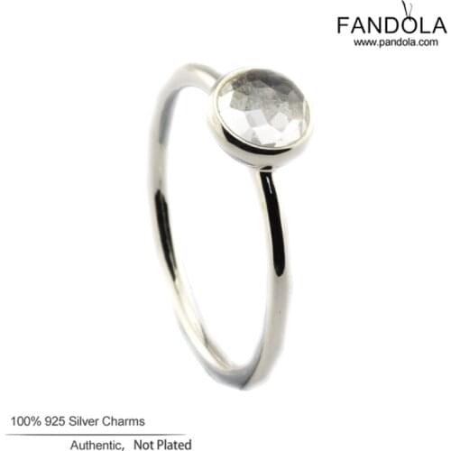 100% 925 Sterling Silver April Droplet Ring Rock Crystal Wedding Rings for Women Fashion Jewelry anillos mujer Free Shipping