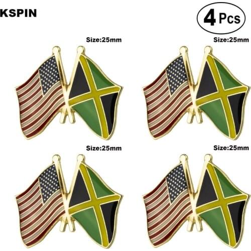 U.S.A.& Jamaica Friendship Flag Pin Lapel Pin Badge Brooch Icons 4pcs