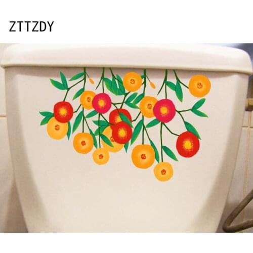 ZTTZDY 25*16.5CM Hand Painted Plant Flowers Kids Room Wall Sticker Home Toilet Decoration T2-0347