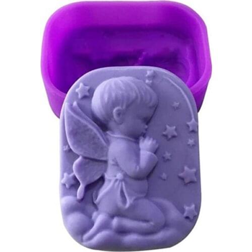 1Pcs Silicone Fondant Cake Decorating Multifunction Purple Kitchen Supplies Boy Angel/Girl Angel Candle Mold DIY Handmade