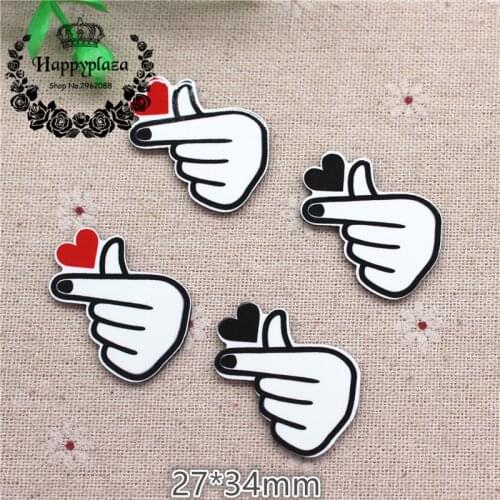 10pcs 27*34mm Resin Planar Cute Heart Gesture Decoration Charm Craft DIY Hair Ornament Craft Accessories