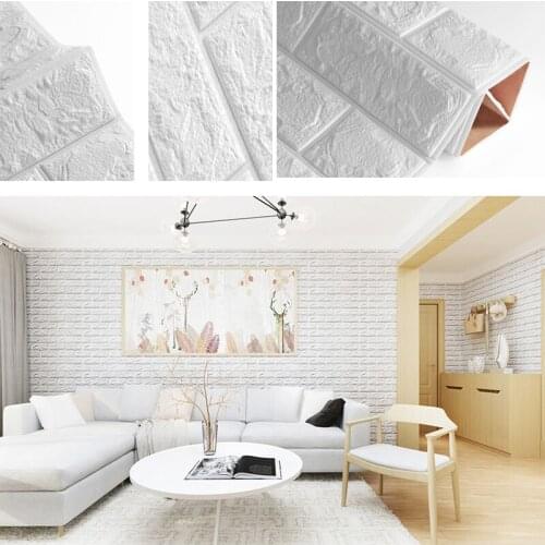 10pcs 3D Brick Wall Stickers Wallpaper Decor Foam Waterproof Wall Covering Wallpaper for Kids Living Room DIY Background