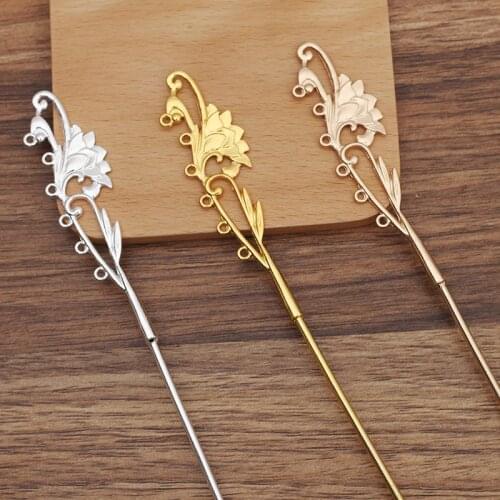 10 Pieces Vintage Metal Hair Sticks Hairpin DIY Step Shake Making Headwear Hair Accessories For Women