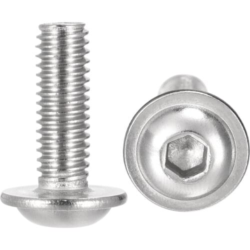 Uxcell M6x18mm 304 Stainless Steel Flanged Button Head Socket Cap Screws 20pcs