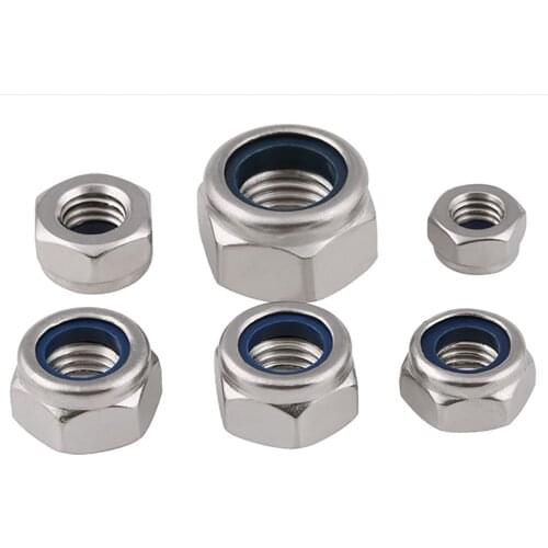 304（A2） Stainless M3 M4 M5 M6 M8 M10 M12 Nylon Insert Lock Nut Nyloc Nuts standard metric coarse
