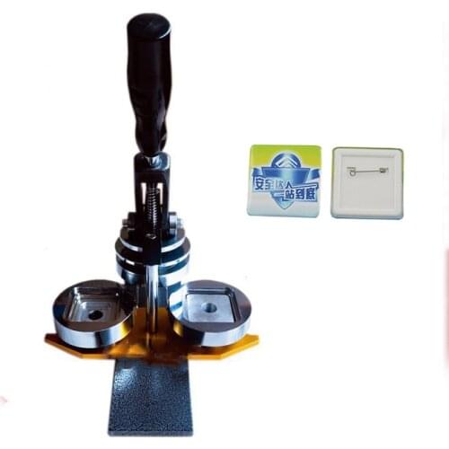 35*35mm name badge maker square shape button badge making machine with square button badge mould
