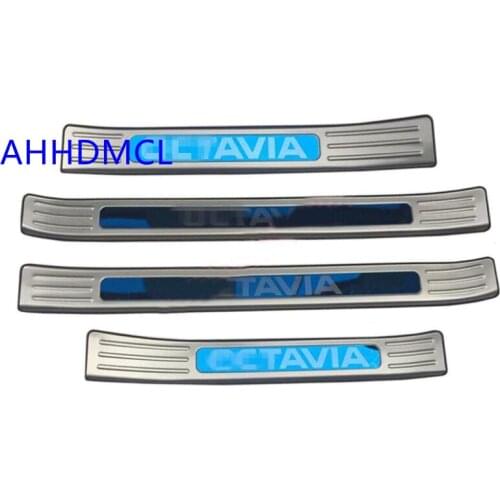Car Welcome Pedal Threshold Strip Door Sill Strip For Skoda Octavia 2018 2019 2020
