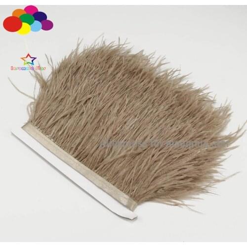 Brown Khaki Sand tassel Ostrich feather fringe trim for sewing craft supply center pieces for wedding