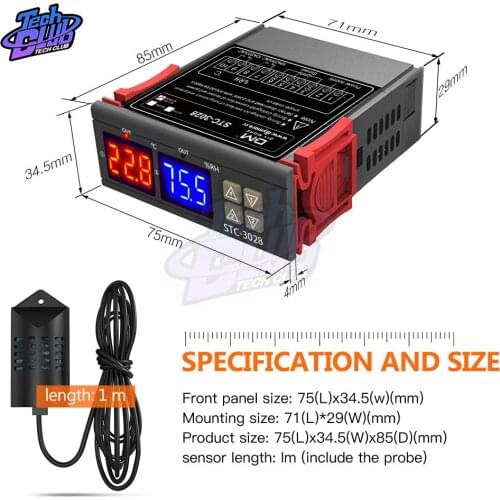 AC 110V 220V Digital Thermostat Hygrometer Temperature Humidity Control STC-3028 Thermometer Controller