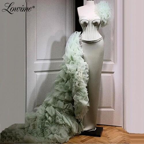 2021 New Arrival Mint Green Long Prom Dresses Photography Celebrity Dresses Dubai Arabic Party Gowns Kaftans Formal Evening Gown