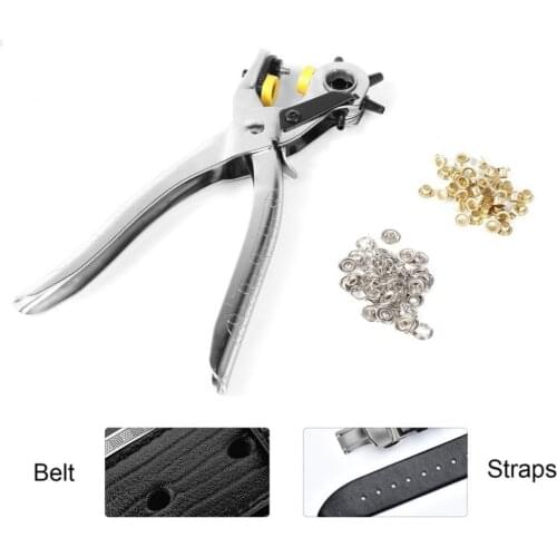 DUUTI Rivets Eyelet Belt Hole Puncher Pliers Press Eyelets Grommets Tool with 5 Different Hole Sizes Leather Craft Sewing tools